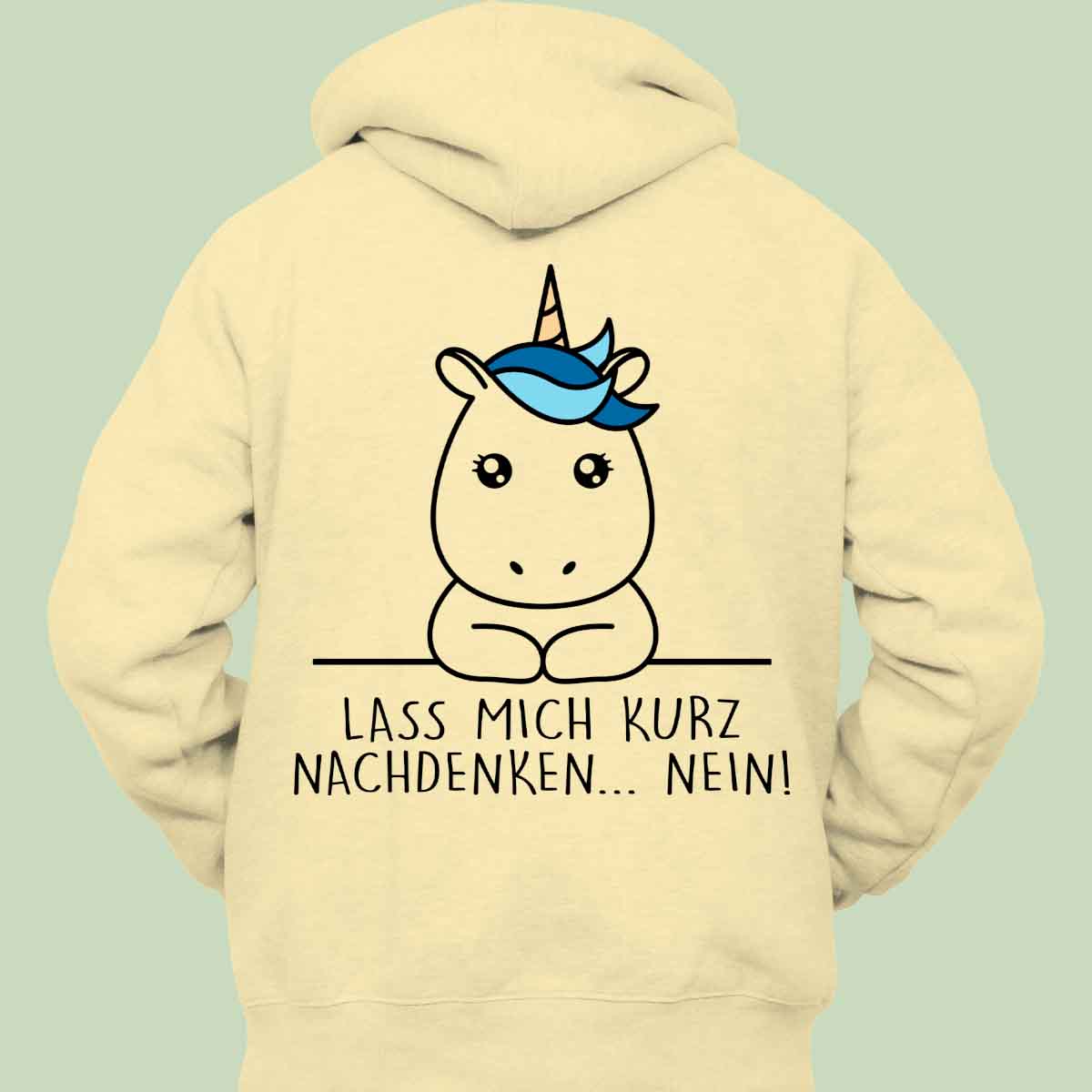 Nachdenken Simple Einhorn - Hoodie Unisex Rückendruck