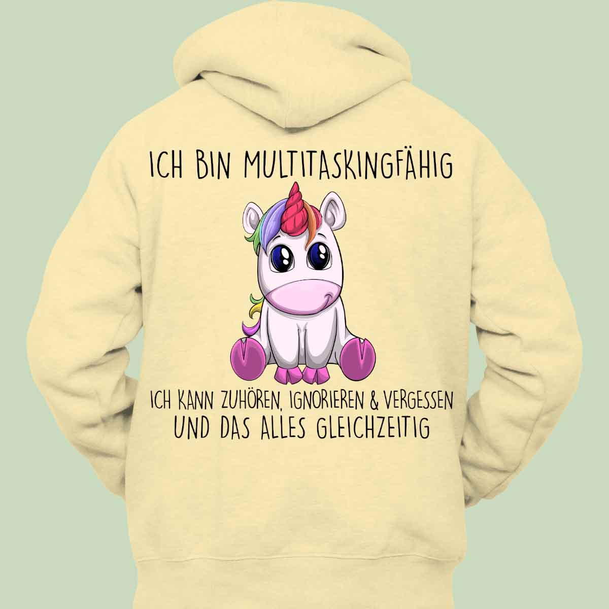 Multitasking Einhorn - Hoodie Unisex Rückendruck