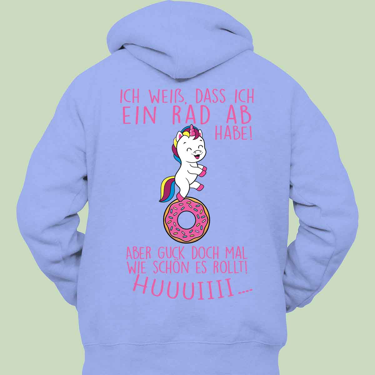 Rollt Einhorn - Hoodie Unisex Rückendruck