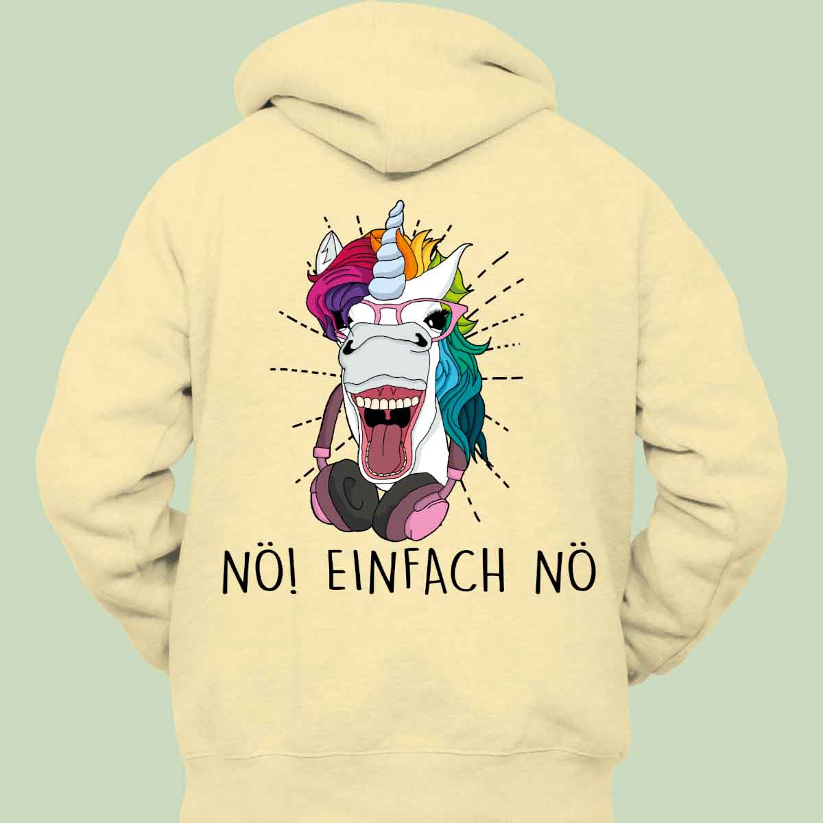 Nö! Hipster Einhorn - Hoodie Unisex Rückendruck