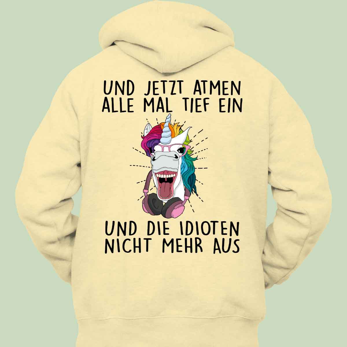 Einatmen Hipster Einhorn - Hoodie Unisex Rückendruck