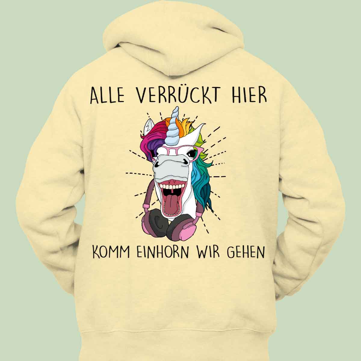 Komm Hipster Einhorn - Hoodie Unisex Rückendruck