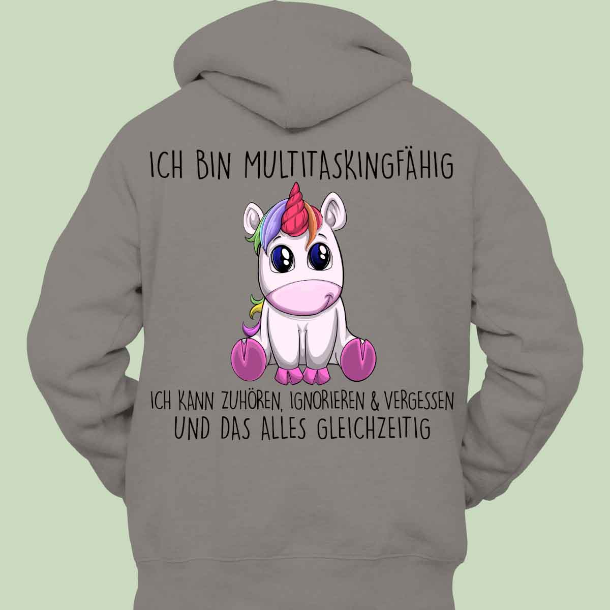 Multitasking Einhorn - Hoodie Unisex Rückendruck