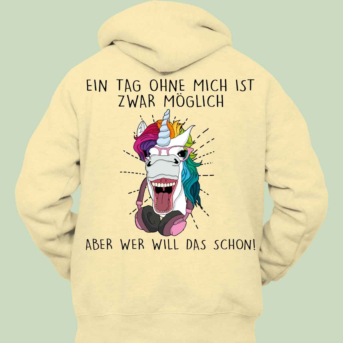 Ohne Mich Hipster Einhorn - Hoodie Unisex Rückendruck