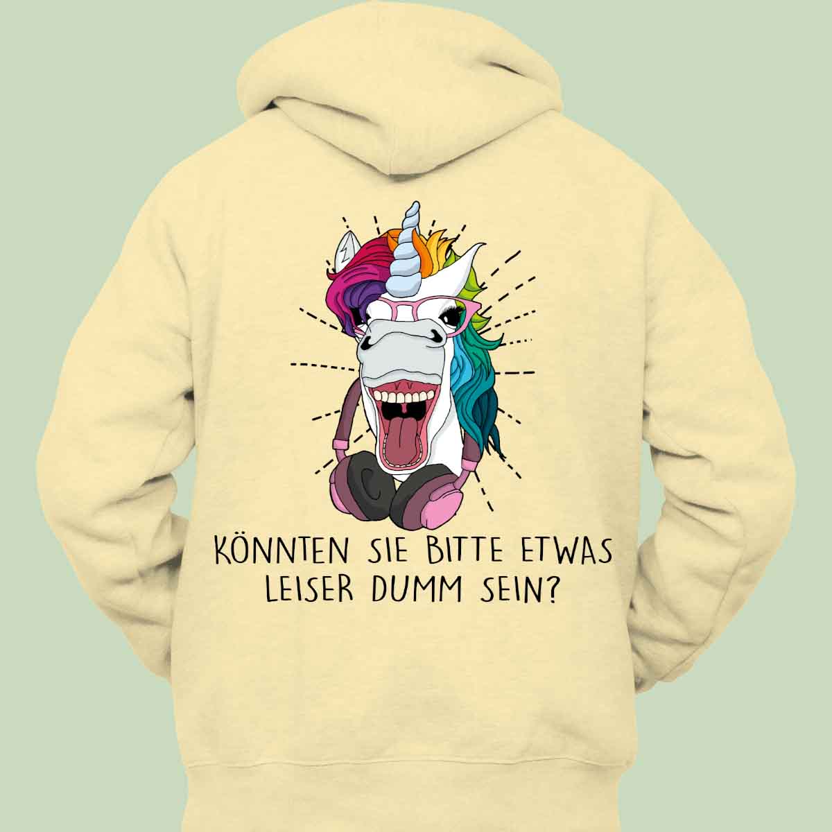 Leise Hipster Einhorn - Hoodie Unisex Rückendruck