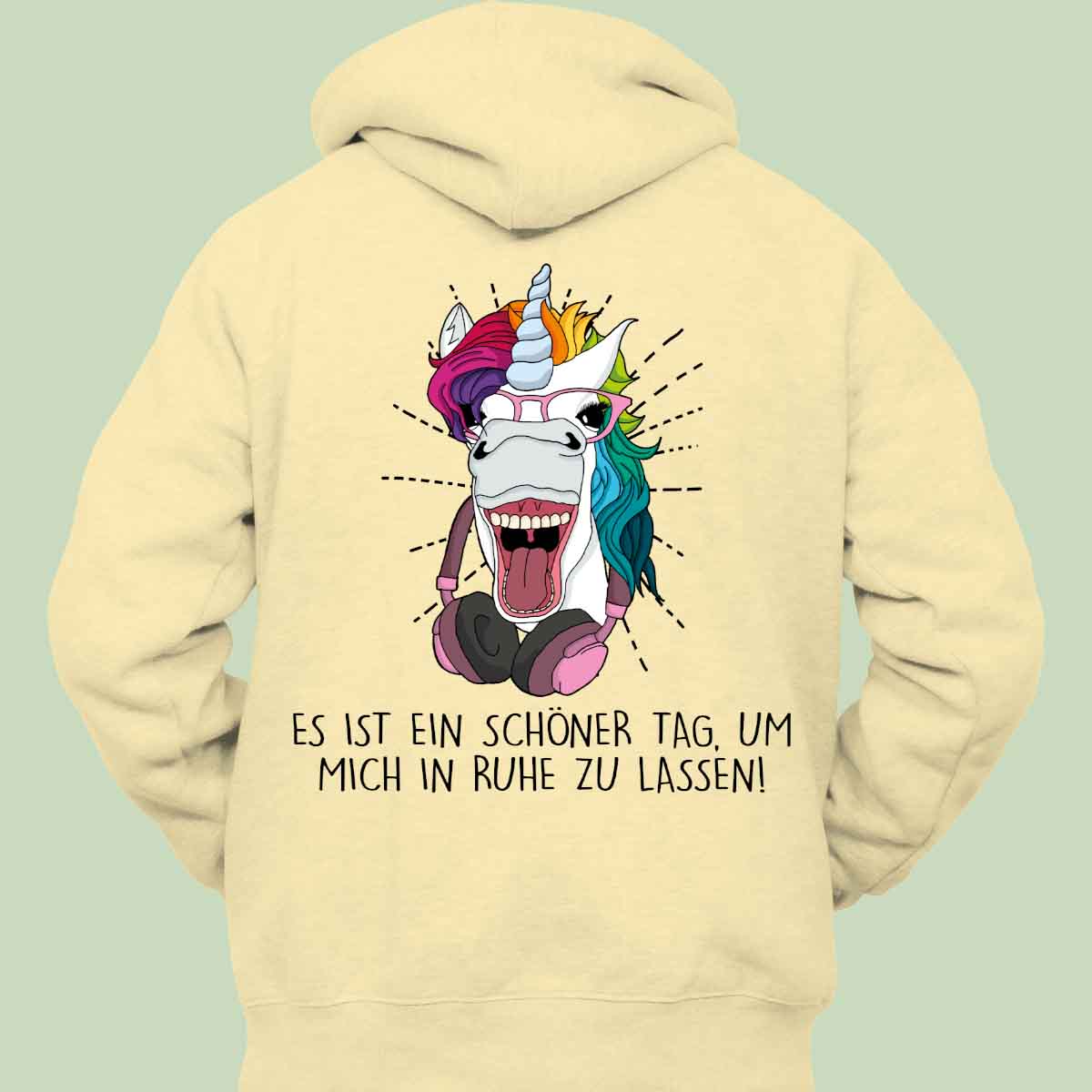 Ruhe Hipster Einhorn - Hoodie Unisex Rückendruck