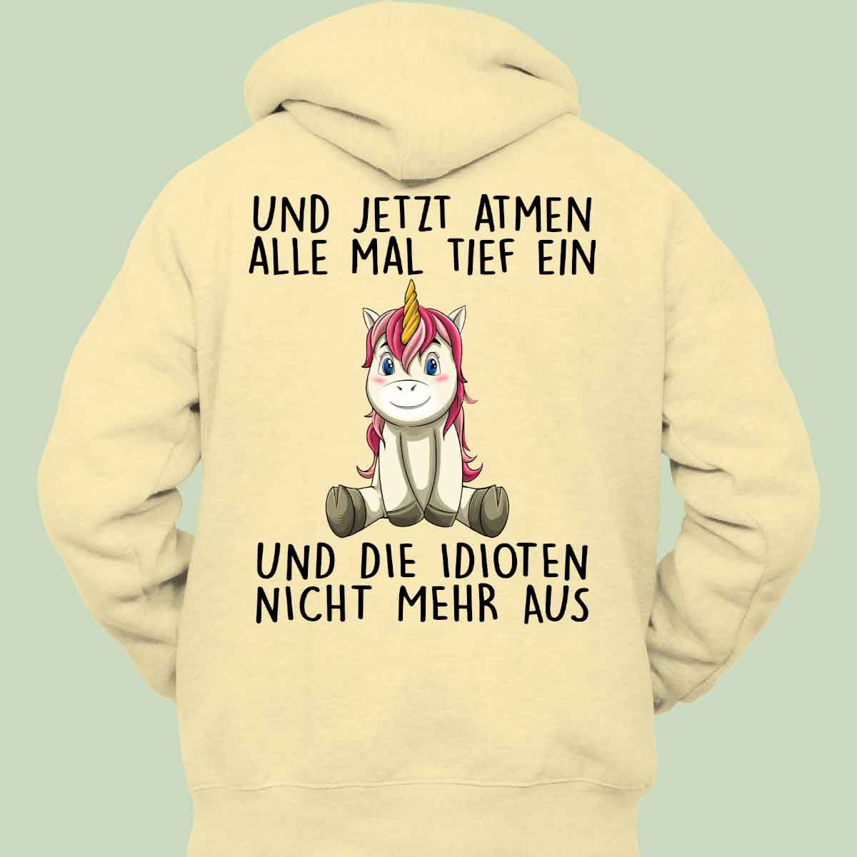 Einatmen Einhorn 3 - Hoodie Unisex Rückendruck
