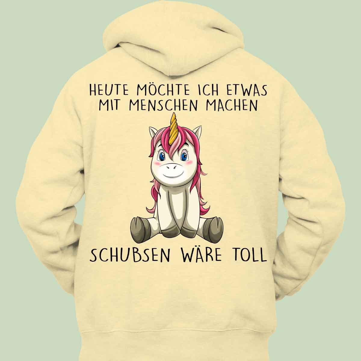 Schubsen Einhorn 3 - Hoodie Unisex Rückendruck