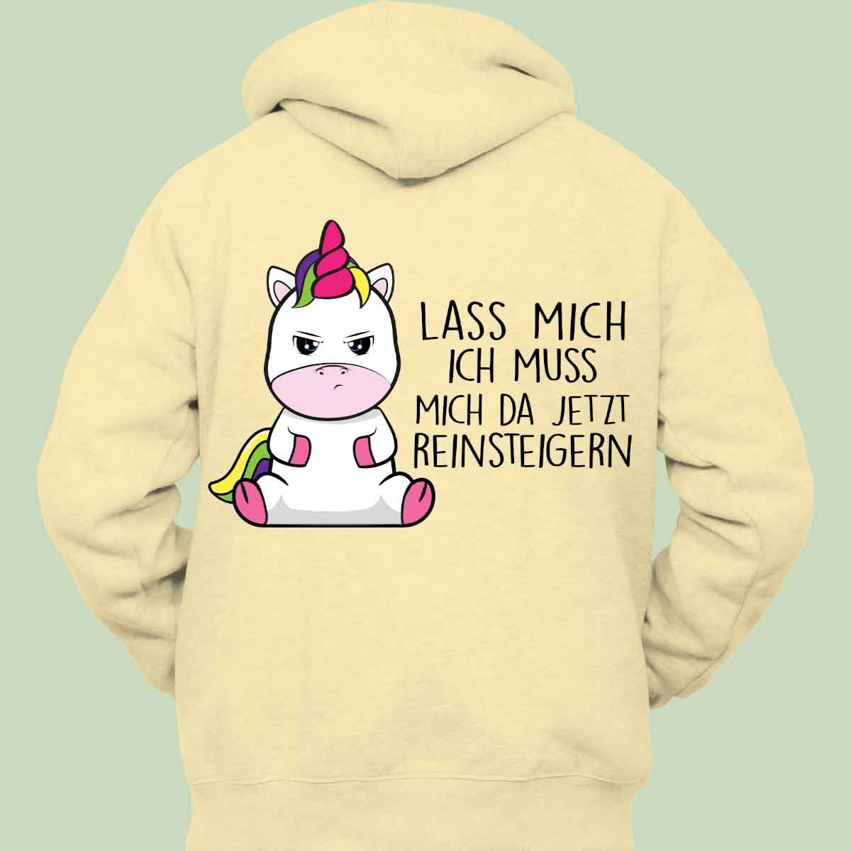Reinsteigern Cute Einhorn - Hoodie Unisex Rückendruck