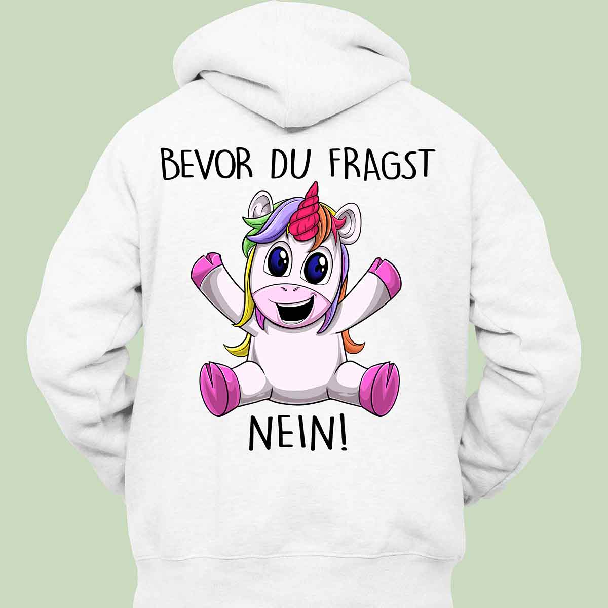 Fragen Unicorn - Hoodie Unisex Rückendruck