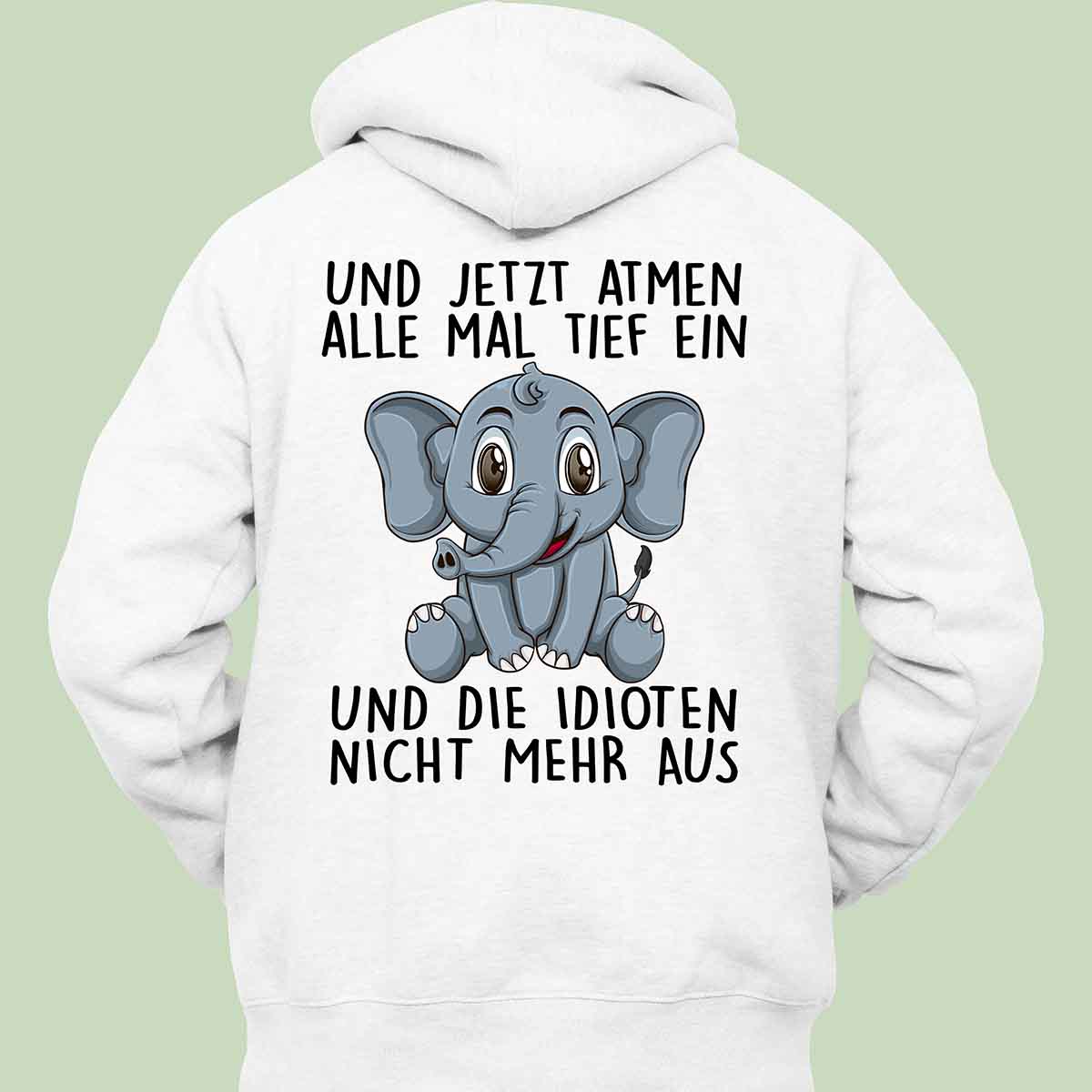 Einatmen Elefant - Hoodie Unisex Rückendruck