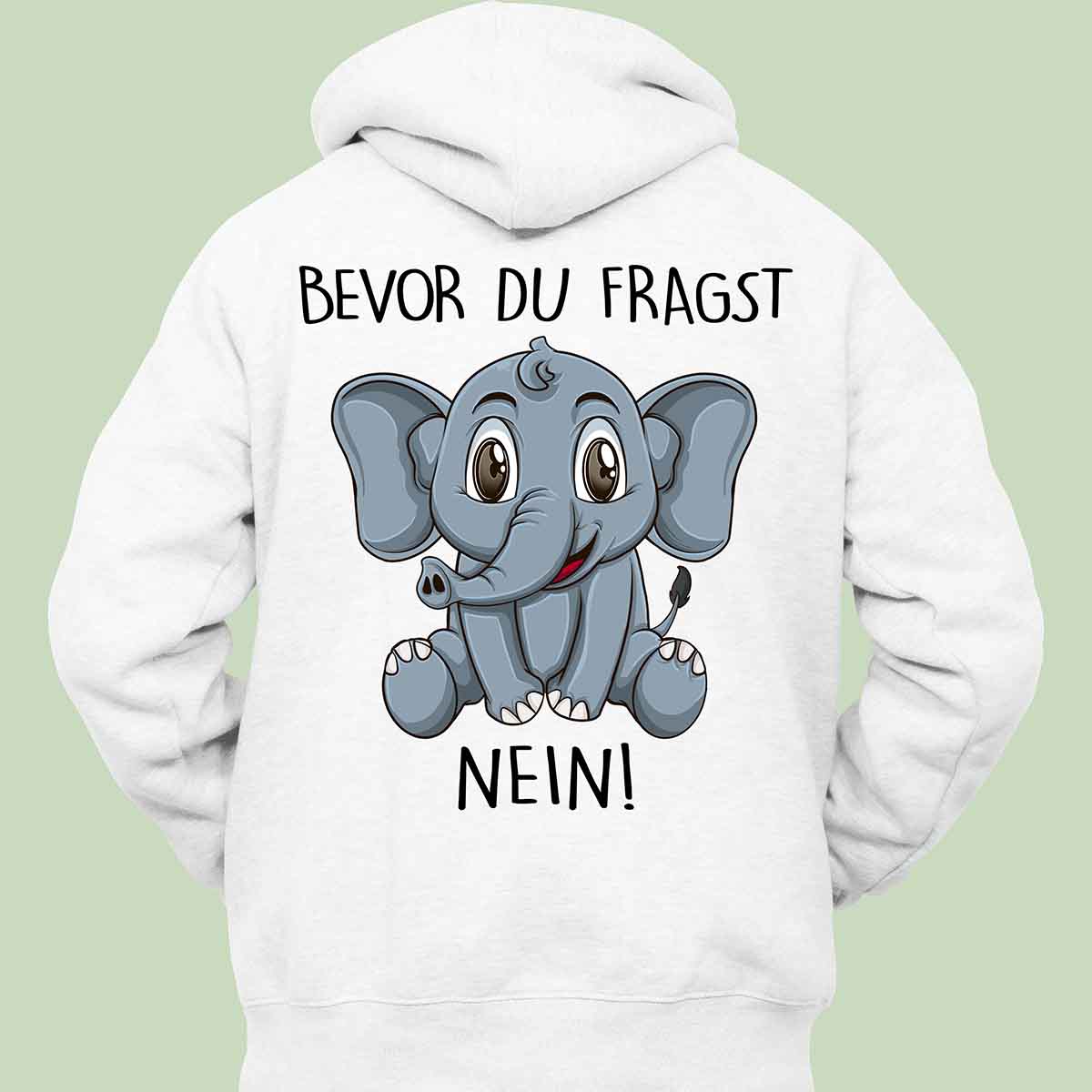 Fragen Elefant - Hoodie Unisex Rückendruck