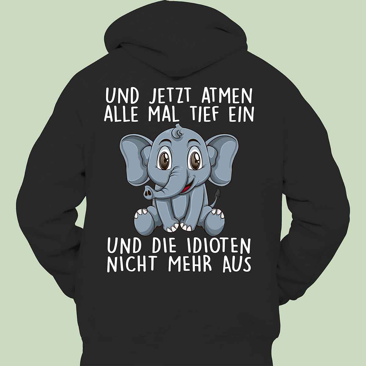 Einatmen Elefant - Hoodie Unisex Rückendruck