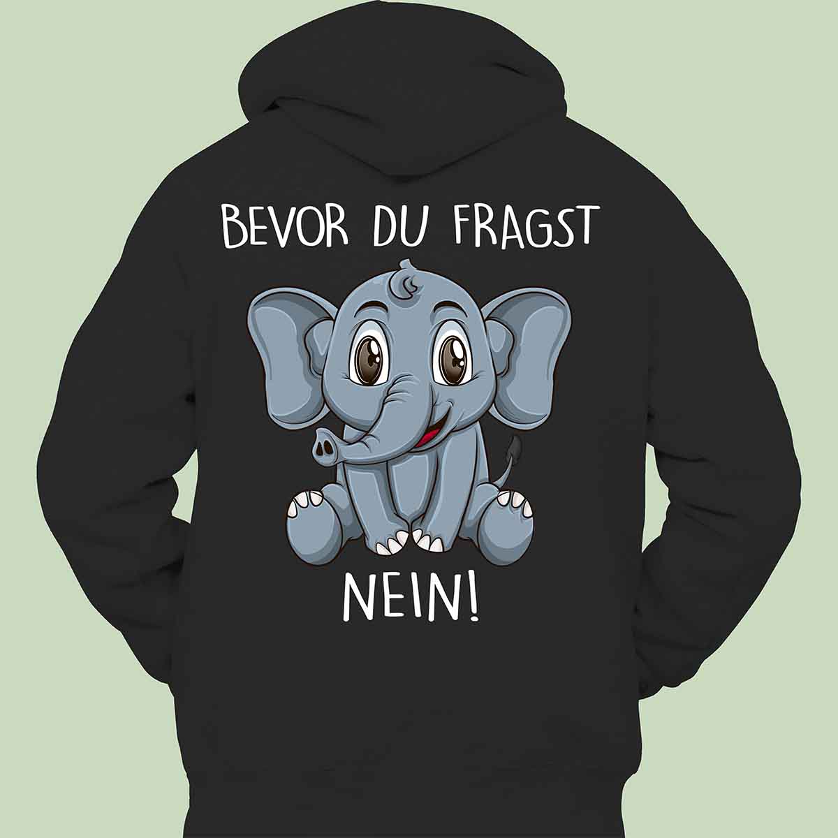 Fragen Elefant - Hoodie Unisex Rückendruck