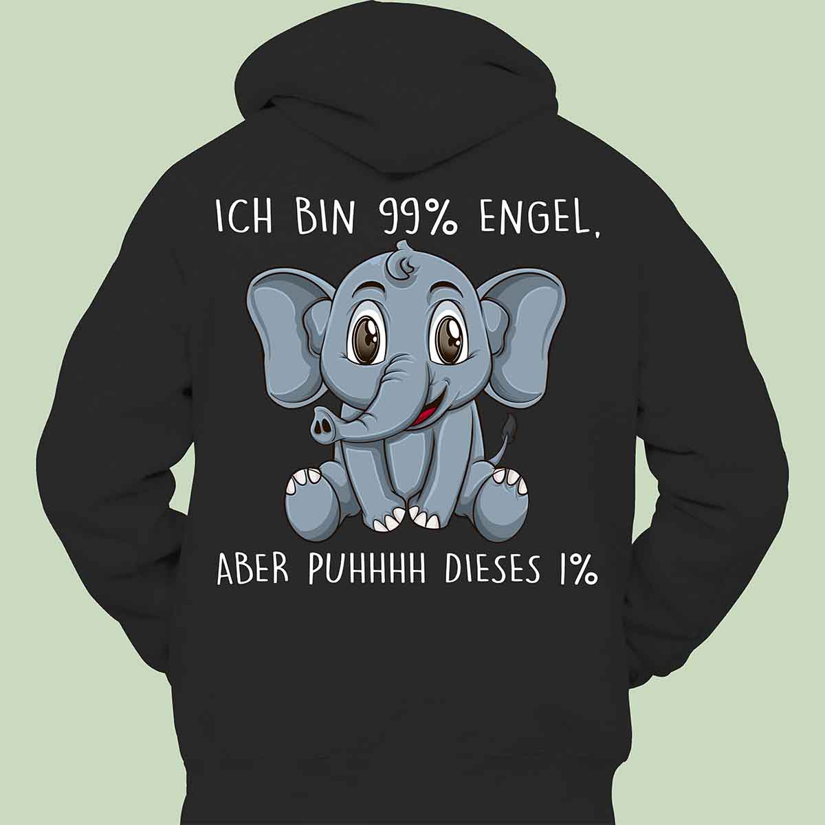 Engel Elefant - Hoodie Unisex Rückendruck