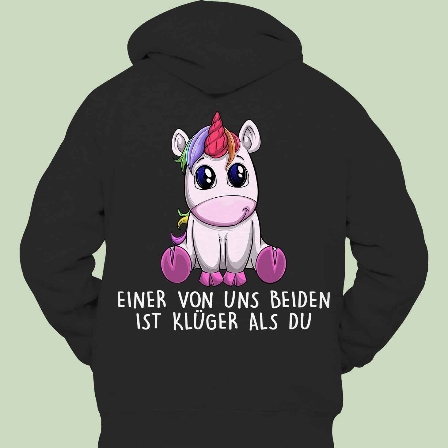 Klüger Einhorn - Hoodie Unisex Rückendruck