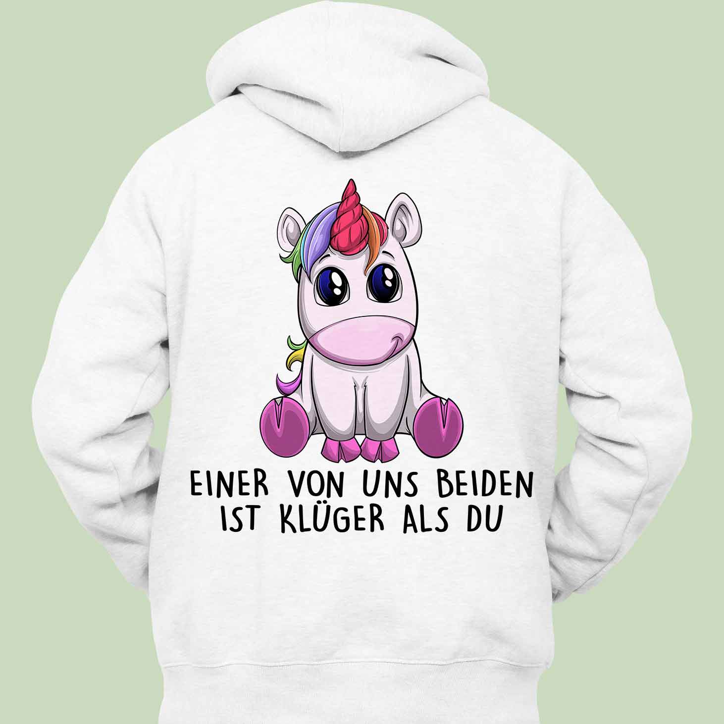 Klüger Einhorn - Hoodie Unisex Rückendruck