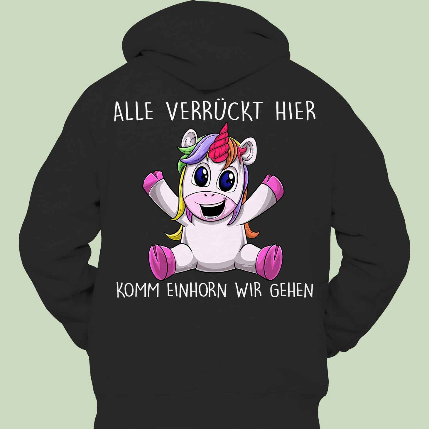 Komm Unicorn- Hoodie Unisex Rückendruck