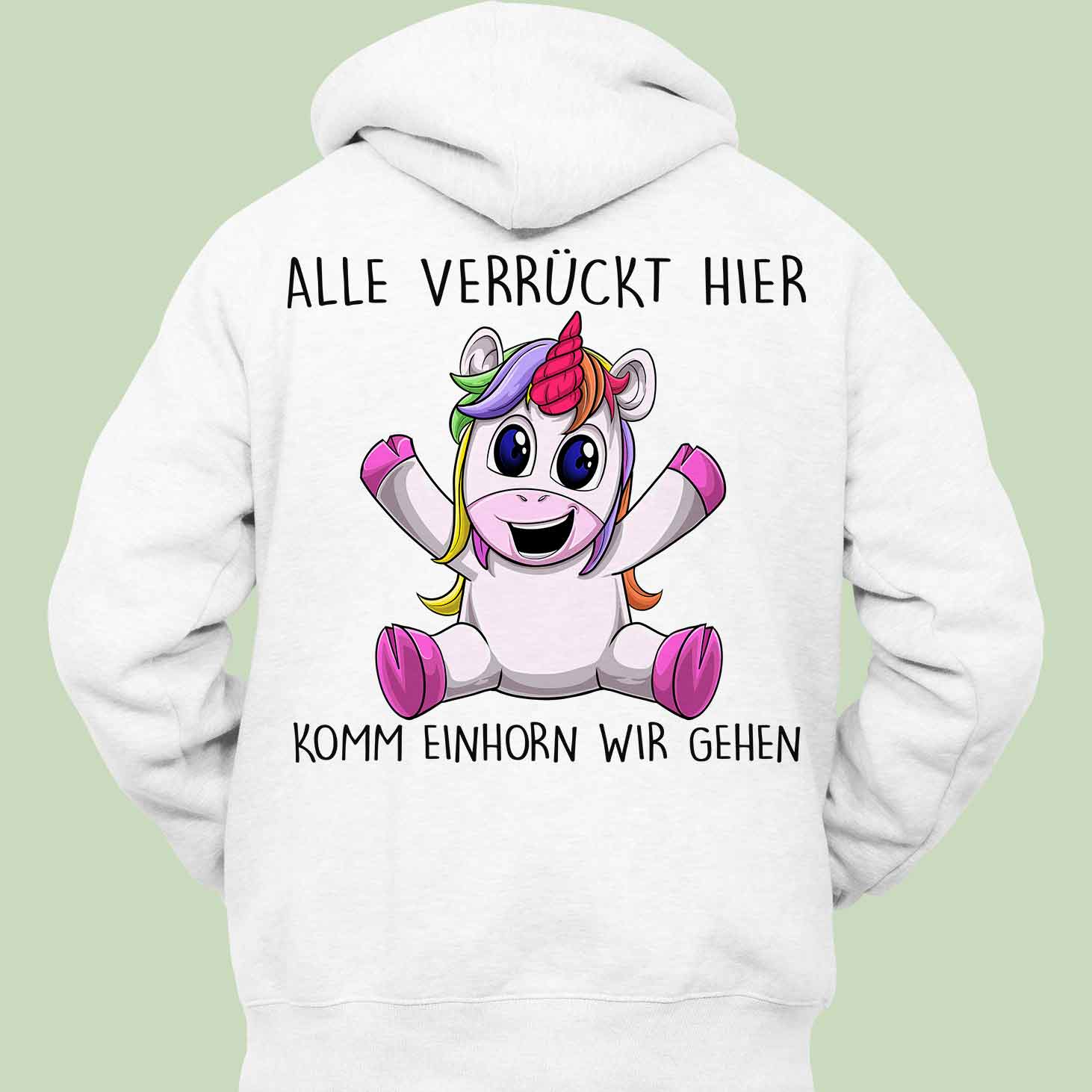 Komm Unicorn- Hoodie Unisex Rückendruck