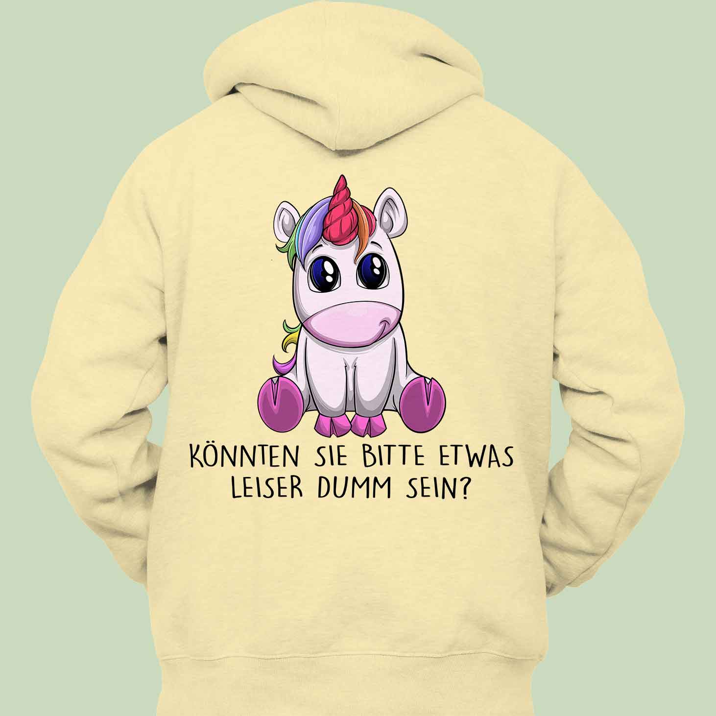 Leise Einhorn - Hoodie Unisex Rückendruck