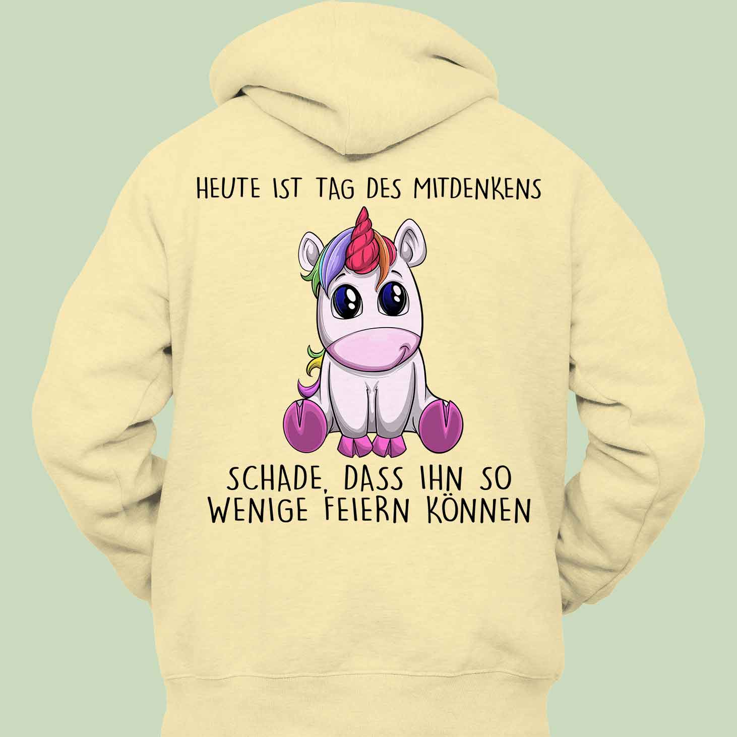 Mitdenken Einhorn - Hoodie Unisex Rückendruck