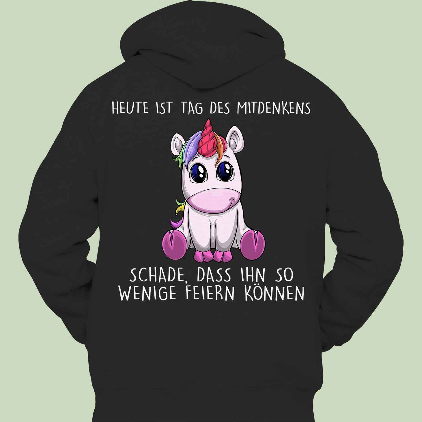 Mitdenken Einhorn - Hoodie Unisex Rückendruck