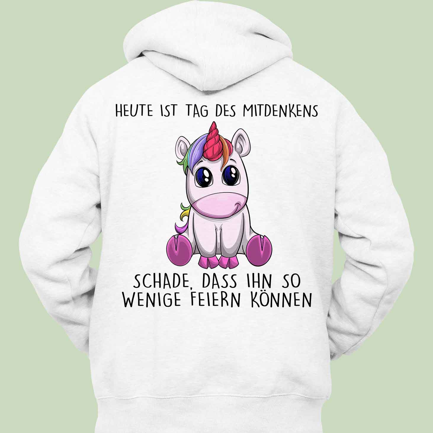 Mitdenken Einhorn - Hoodie Unisex Rückendruck