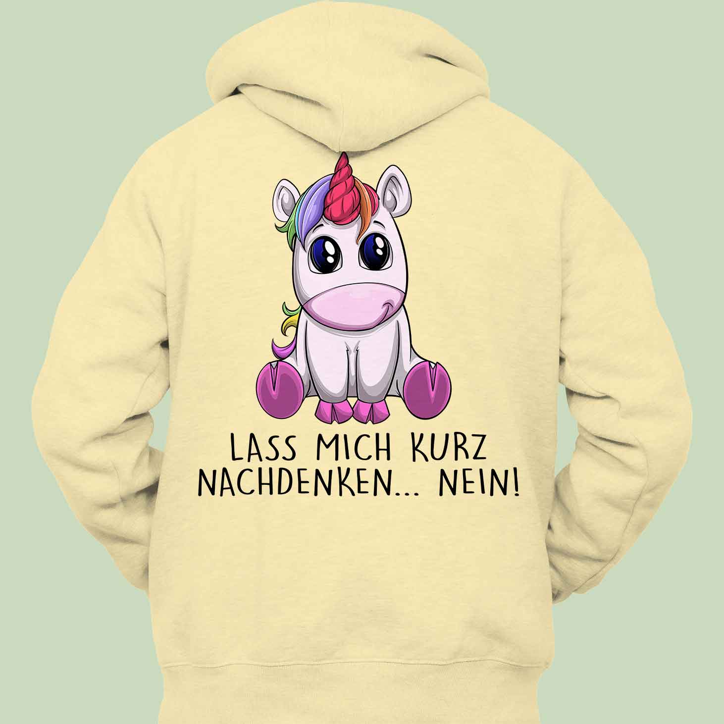 Nachdenken Einhorn - Hoodie Unisex Rückendruck