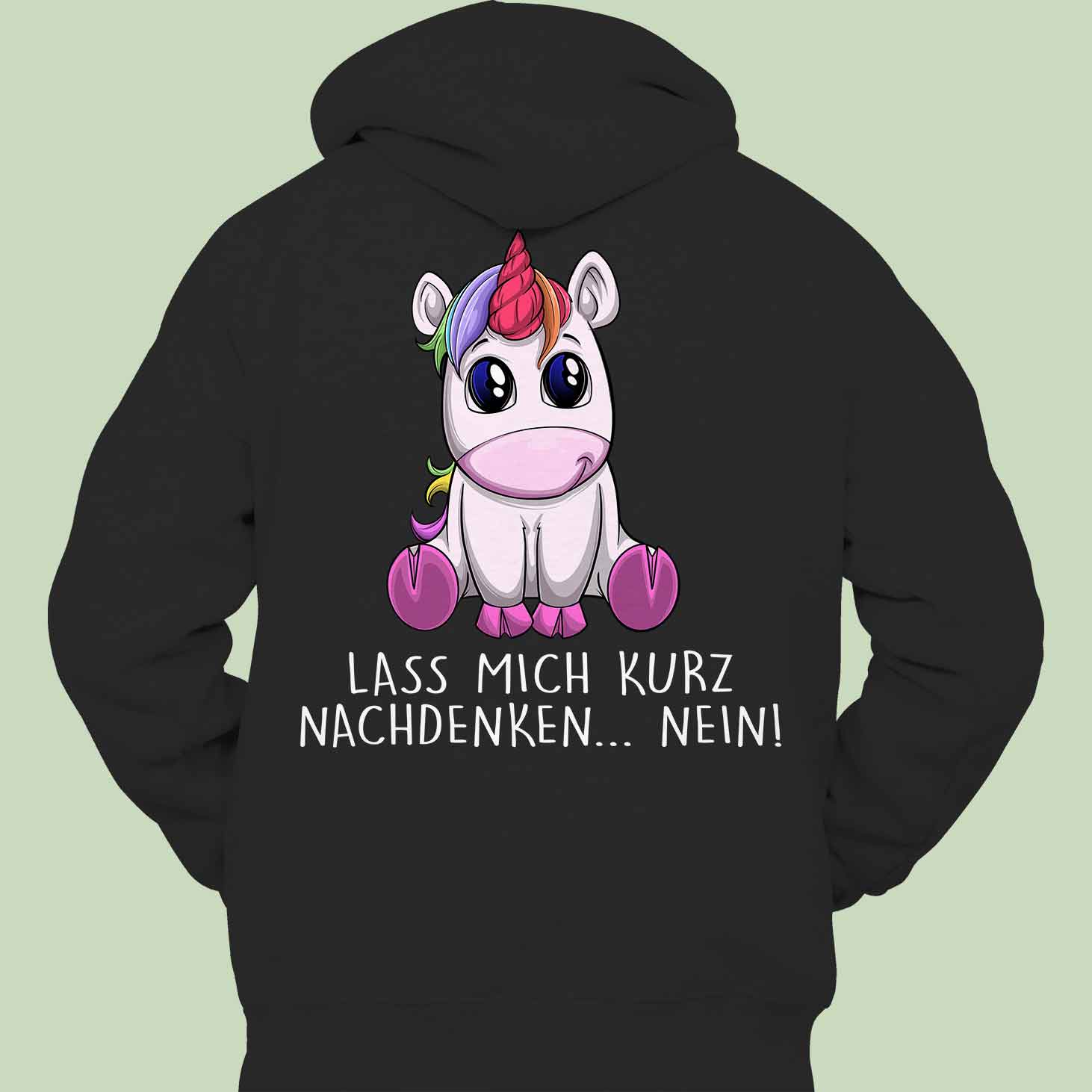 Nachdenken Einhorn - Hoodie Unisex Rückendruck