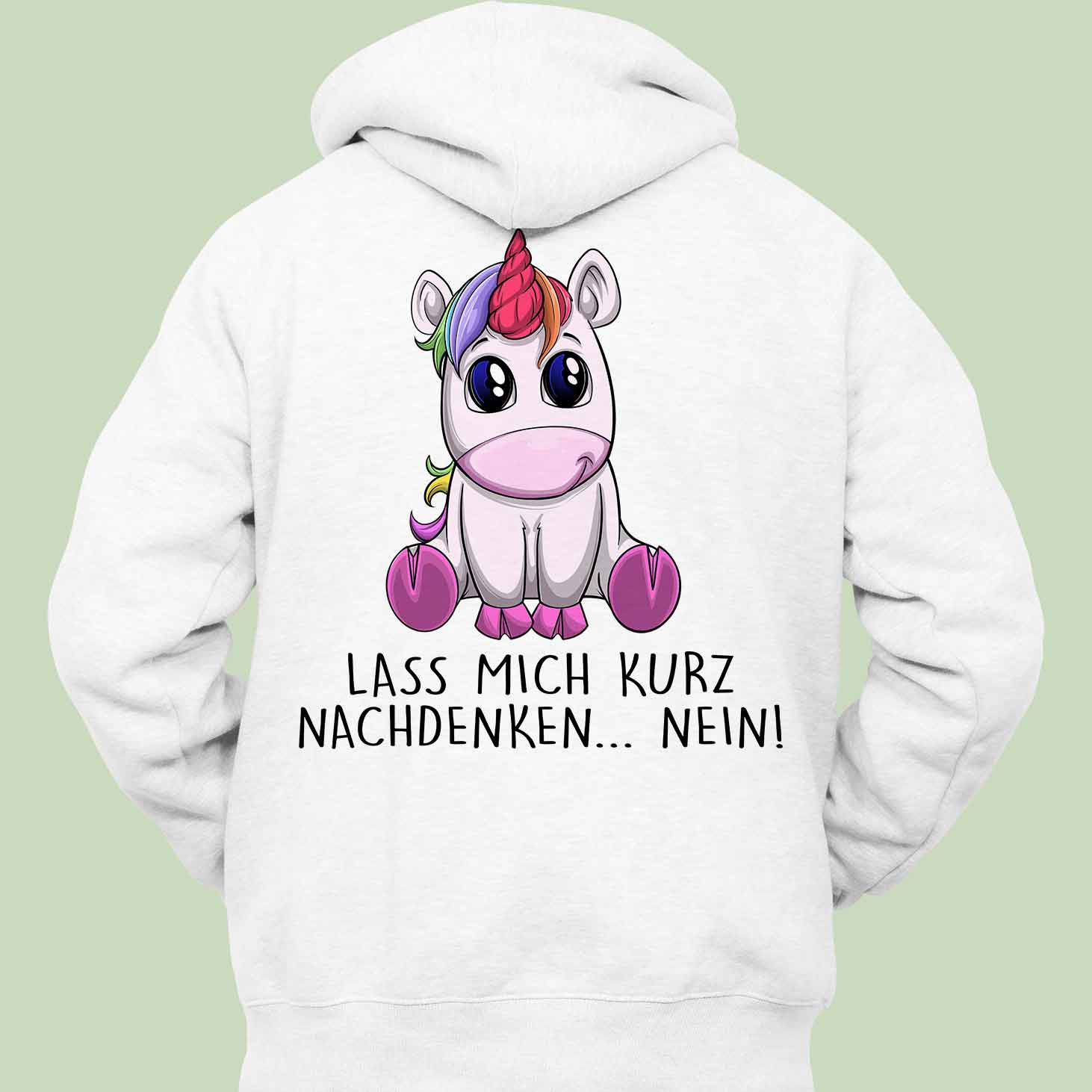 Nachdenken Einhorn - Hoodie Unisex Rückendruck