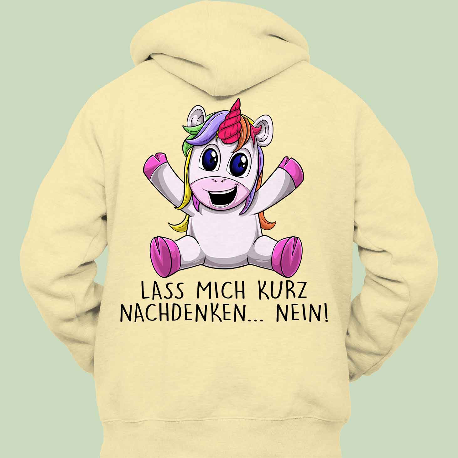 Nachdenken Unicorn - Hoodie Unisex Rückendruck
