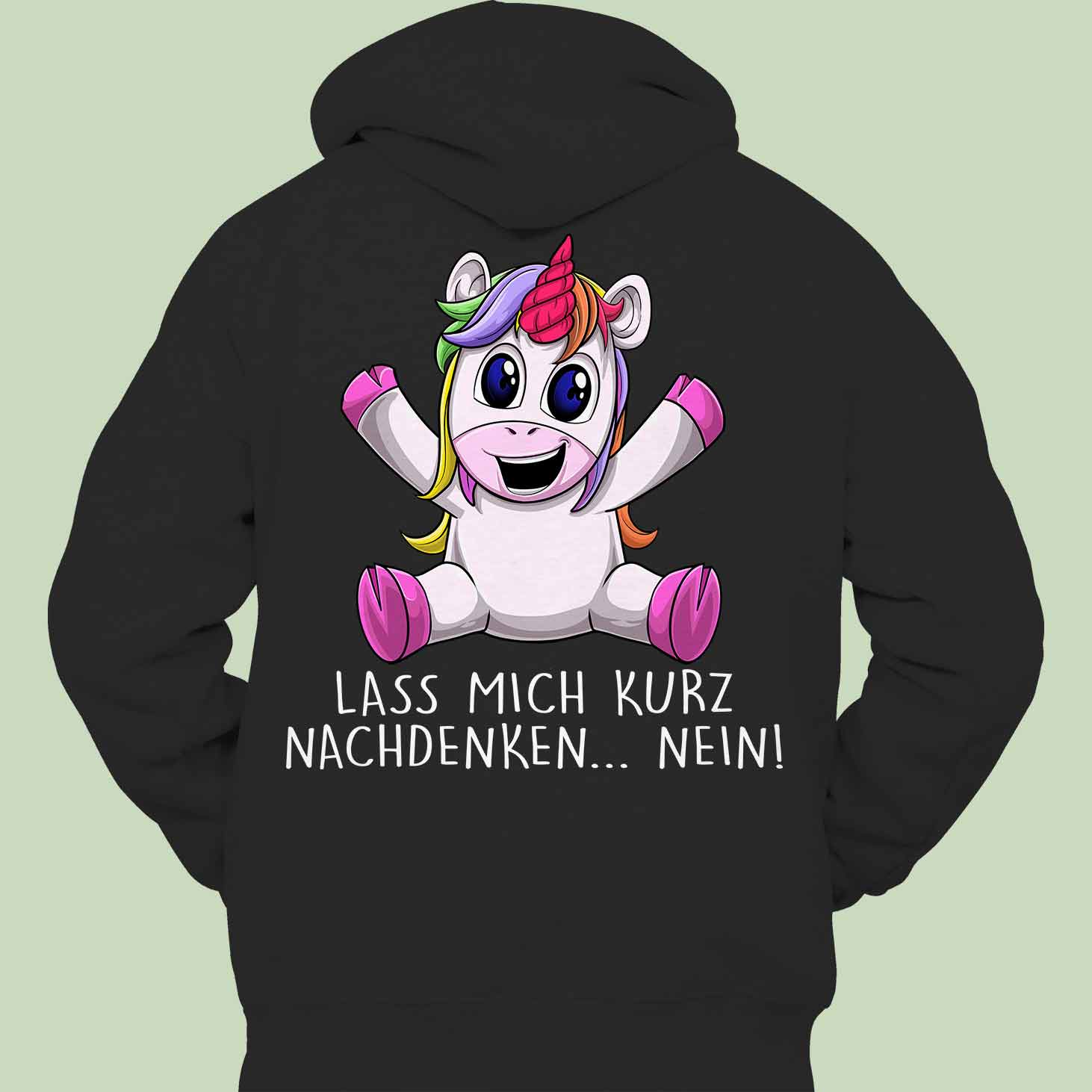 Nachdenken Unicorn - Hoodie Unisex Rückendruck