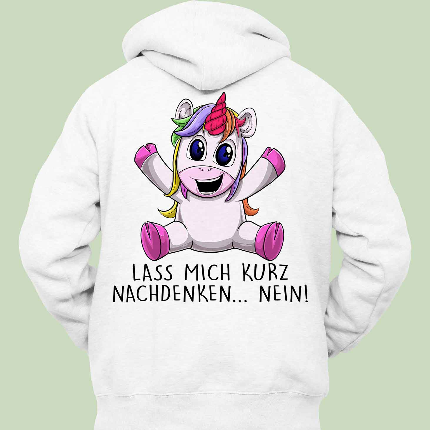 Nachdenken Unicorn - Hoodie Unisex Rückendruck