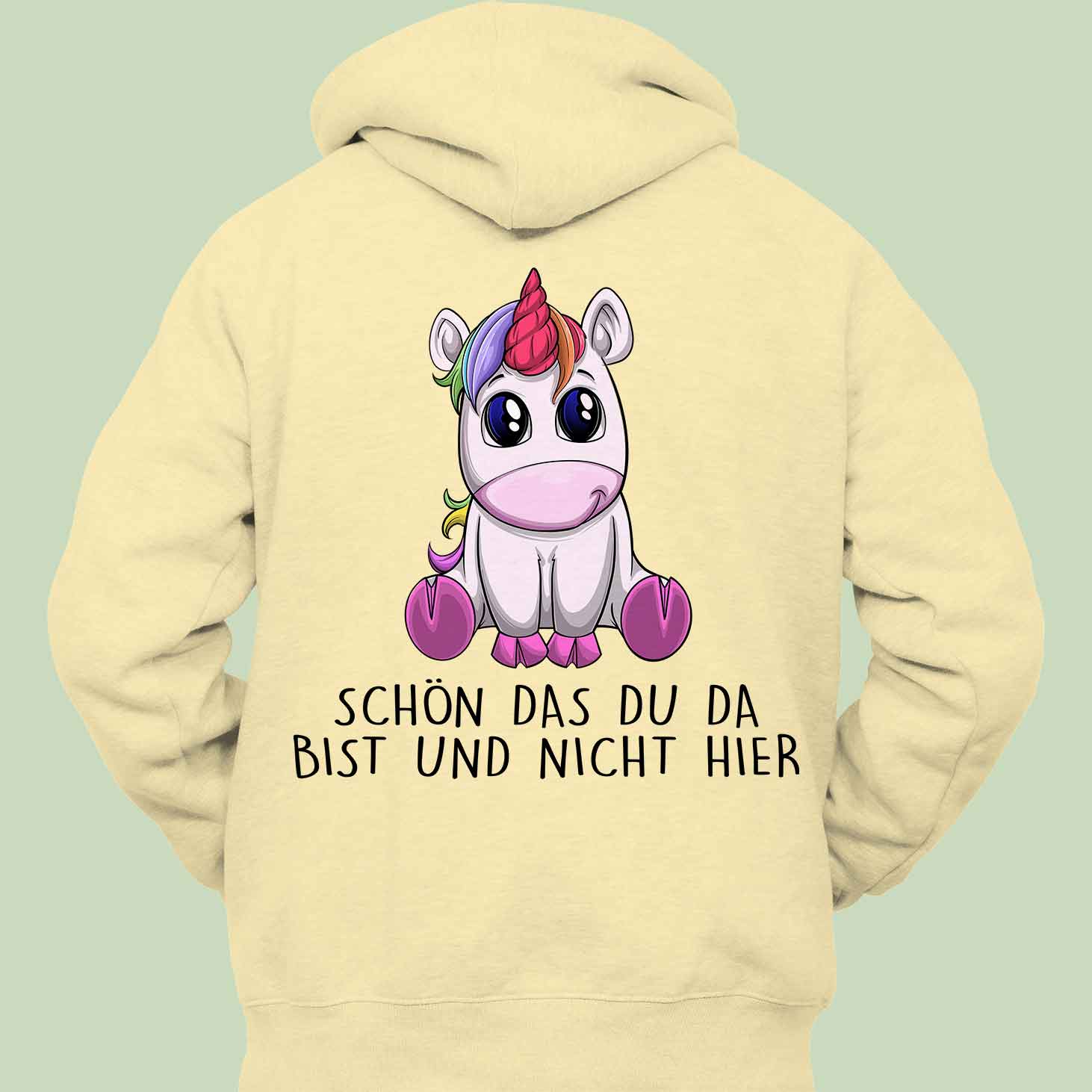 Nicht Hier Einhorn - Hoodie Unisex Rückendruck