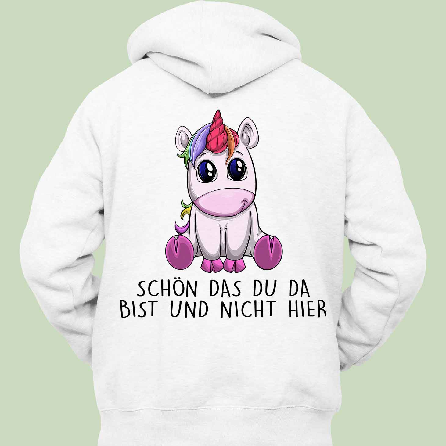 Nicht Hier Einhorn - Hoodie Unisex Rückendruck