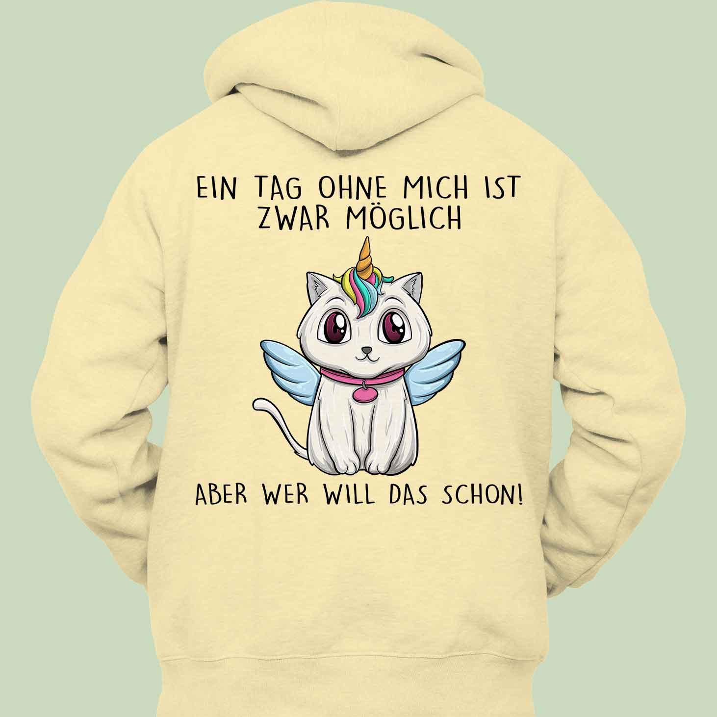 Ohne Mich Caticorn - Hoodie Unisex Rückendruck