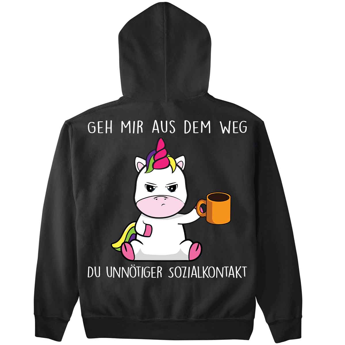 Sozialkontakt Cute Einhorn - Hoodie Oversize Rückendruck