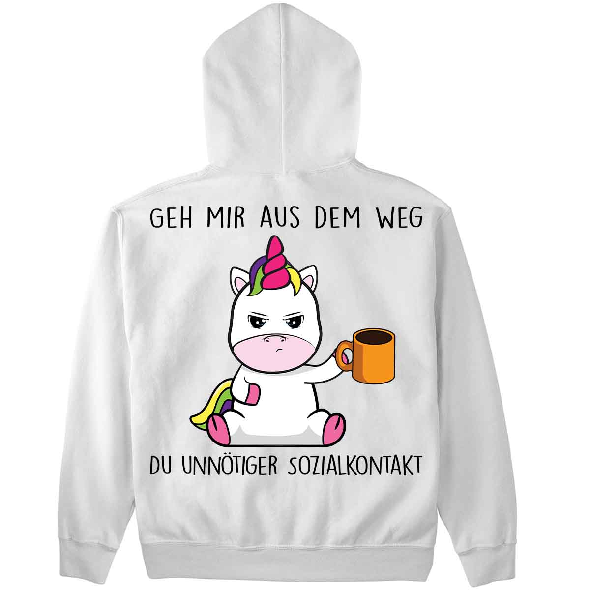 Sozialkontakt Cute Einhorn - Hoodie Oversize Rückendruck