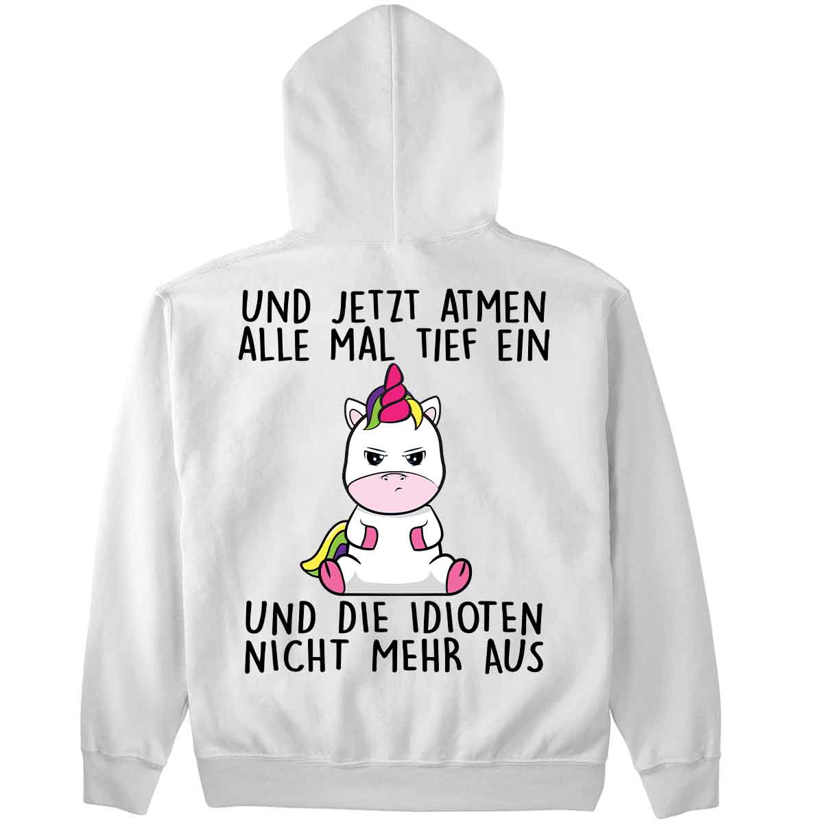 Einatmen Cute Einhorn - Hoodie Oversize Rückendruck