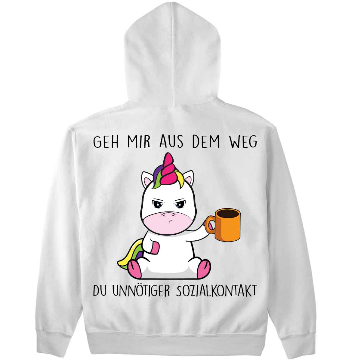 Sozialkontakt Cute Einhorn - Premium Hoodie Unisex Rückendruck