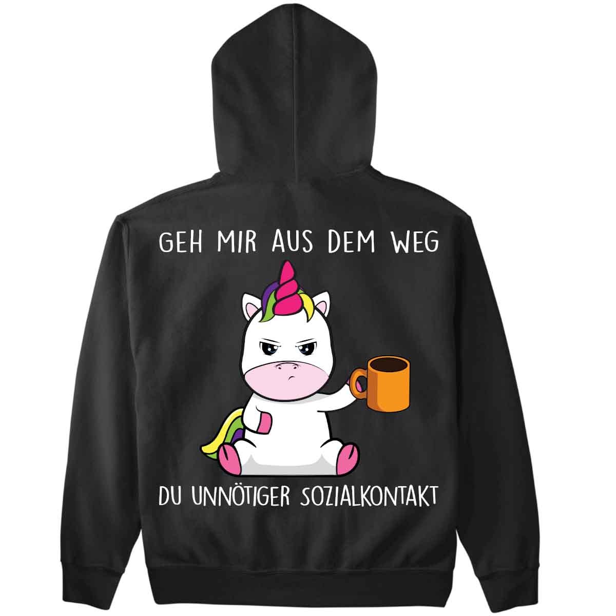 Sozialkontakt Cute Einhorn - Premium Hoodie Unisex Rückendruck