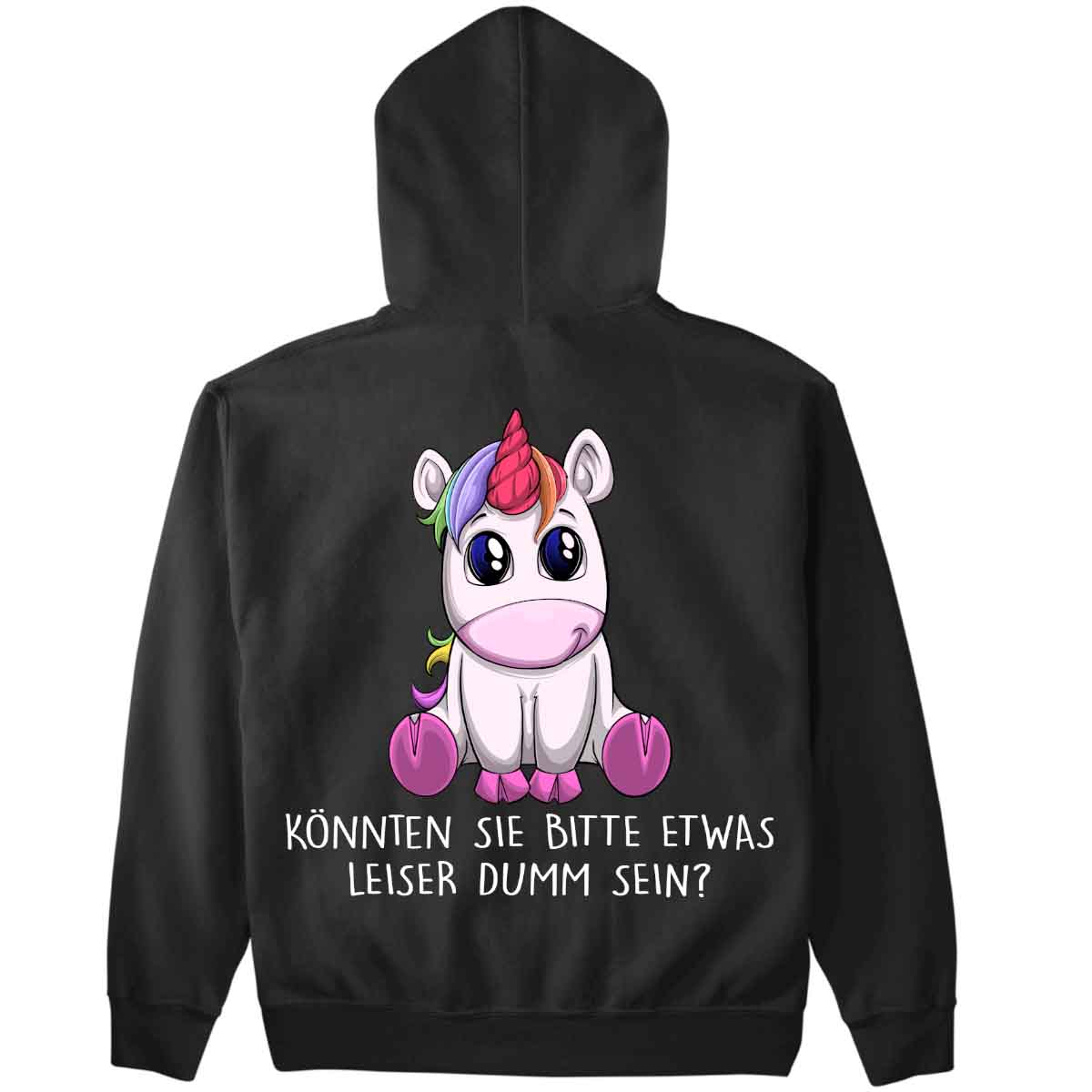 Leise Einhorn - Premium Hoodie Unisex Rückendruck