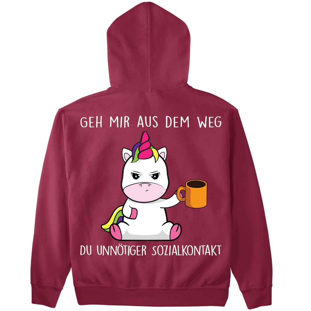 Sozialkontakt Cute Einhorn - Premium Hoodie Unisex Rückendruck