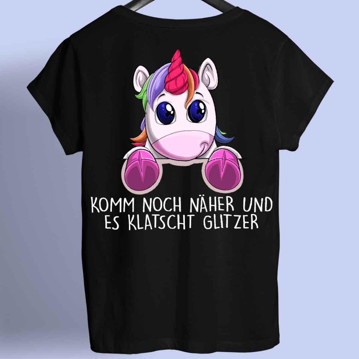 Glitzer Einhörnchen - Shirt Rückendruck
