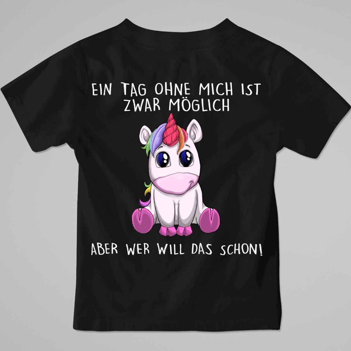 Ohne Mich Einhorn - Premium Shirt Kinder Rückendruck