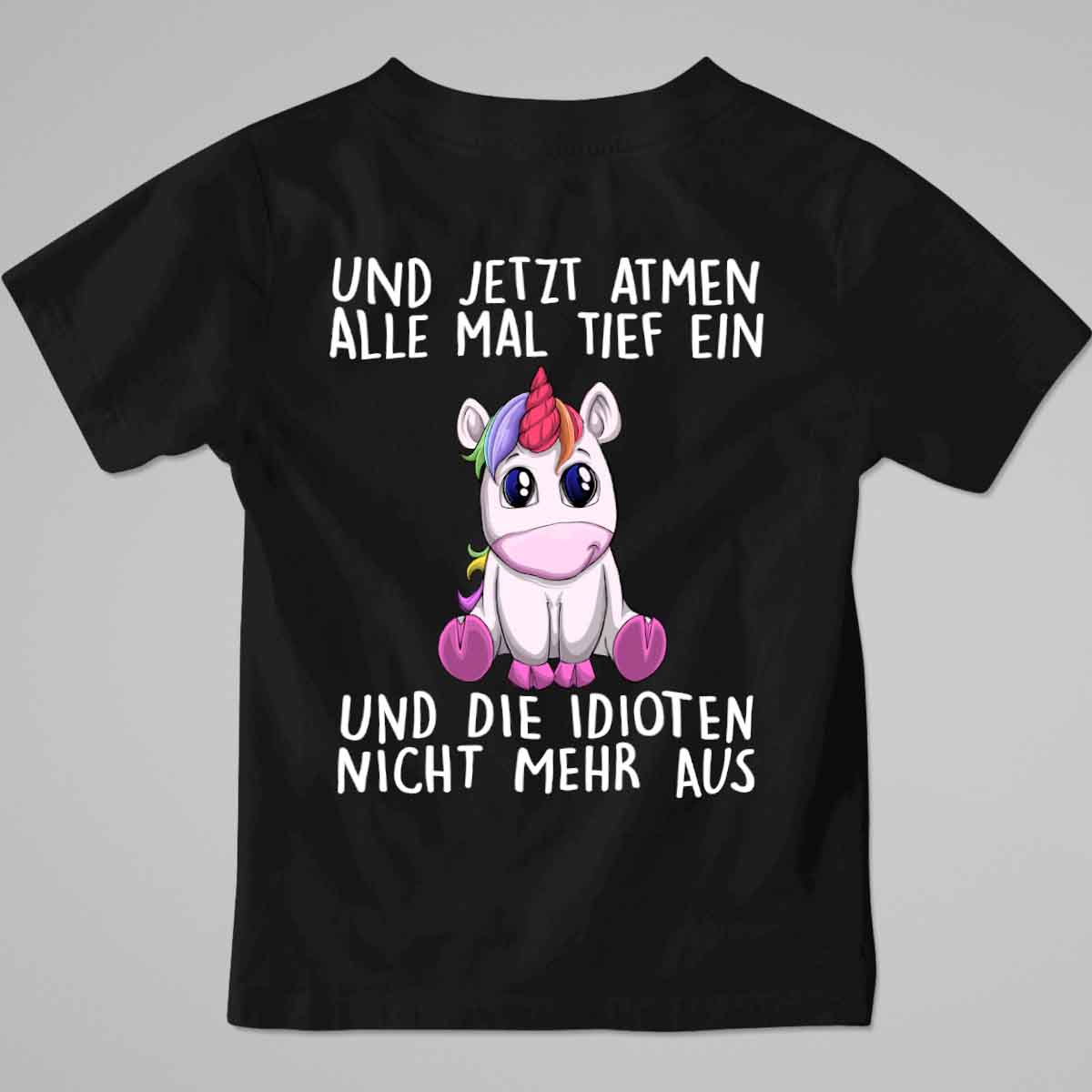 Einatmen Einhorn - Premium Shirt Kinder Rückendruck