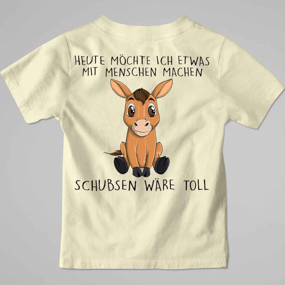 Schubsen Pferd - Premium Shirt Kinder Rückendruck