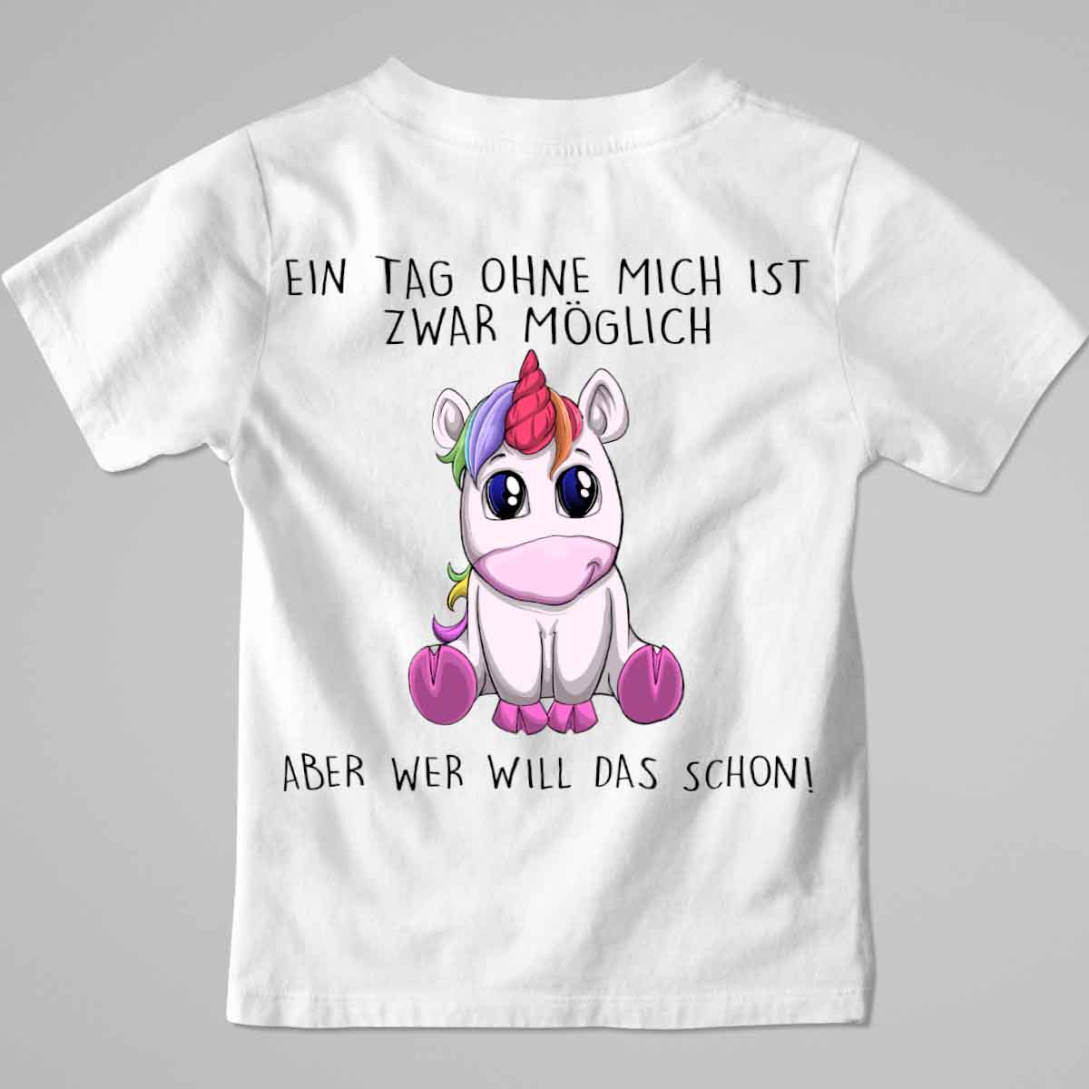 Ohne Mich Einhorn - Premium Shirt Kinder Rückendruck