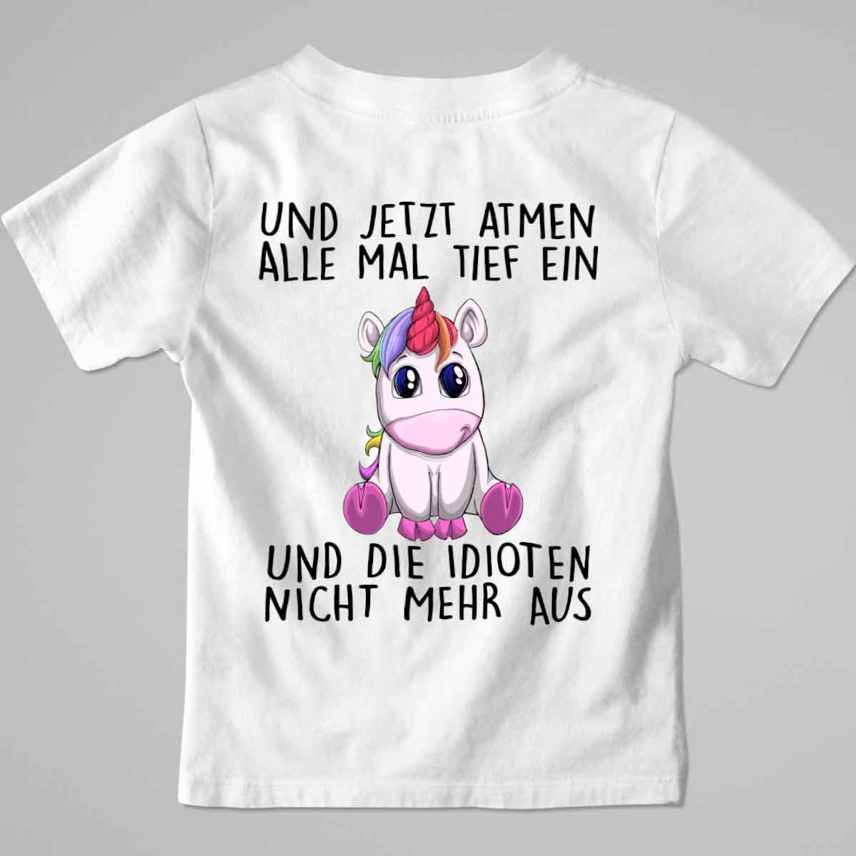 Einatmen Einhorn - Premium Shirt Kinder Rückendruck