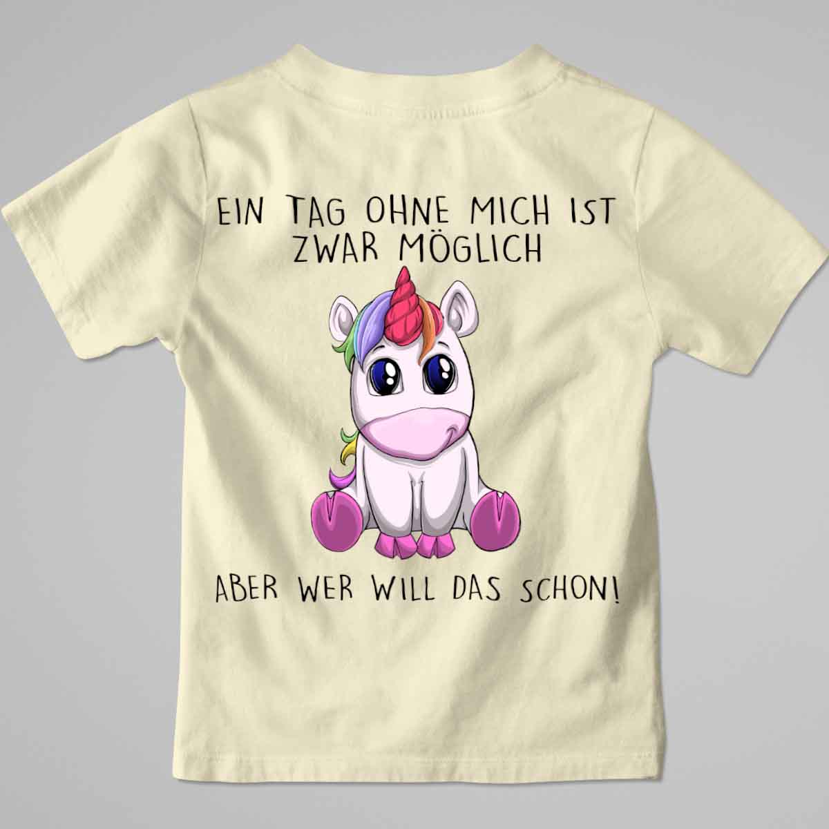 Ohne Mich Einhorn - Premium Shirt Kinder Rückendruck